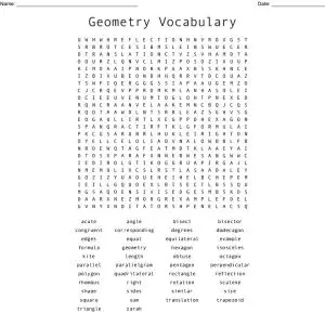 High School Geometry Word Search
