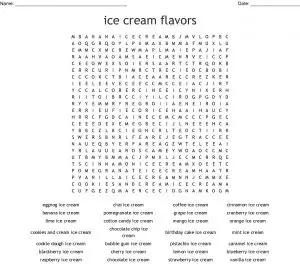Ice Ccream Flavors Word Search