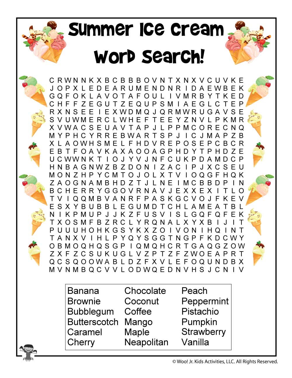 10 Delicious Ice Cream Word Search Puzzles Kitty Baby Love