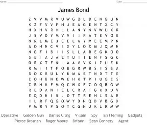 James Bond Word Search printable