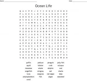Ocean Life Word Search