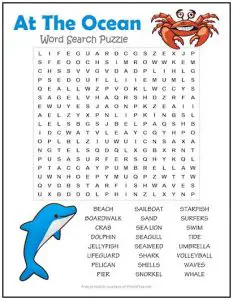 Ocean Word Search Puzzle