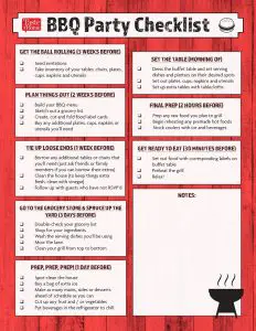 Printable BBQ Party Checklist