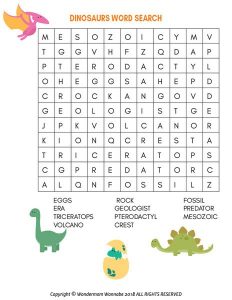 Printable Dinosaur Word Search