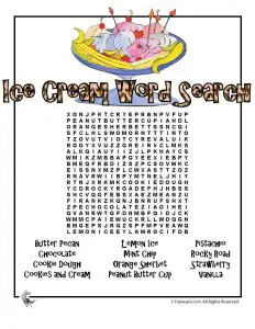 Printable Ice Cream Word Search