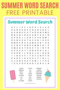 Summer Ice Cream Word Search