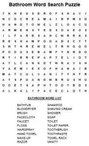 Toilet Word Search Print
