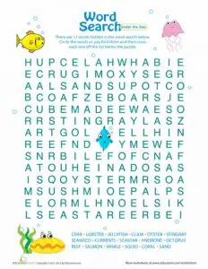 Under the Sea Word Search Printable