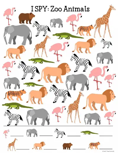 printable zoo animals