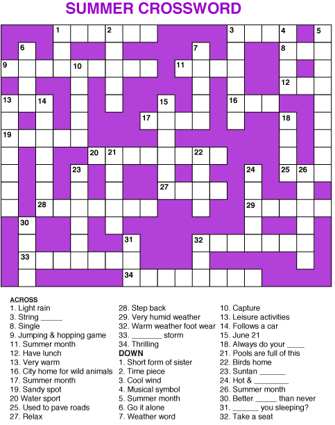 6 mind blowing summer crossword puzzles kittybabylove com