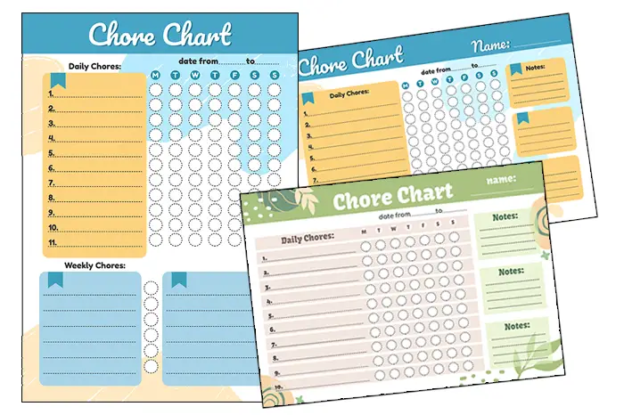 Printable Adult Chore Chart Templates