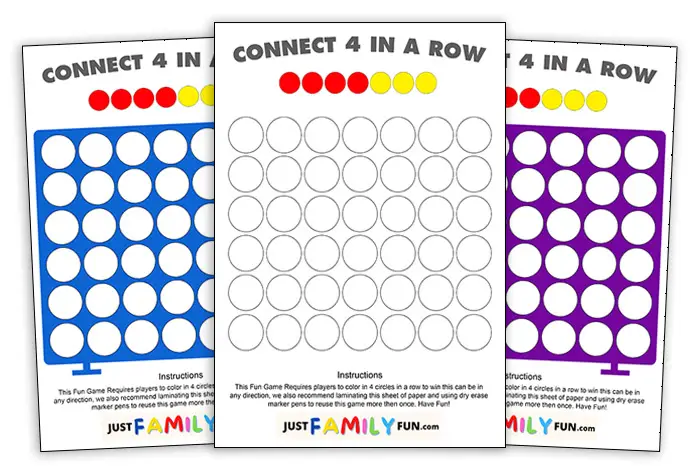 Printable Connect 4 In A Row PDF Game