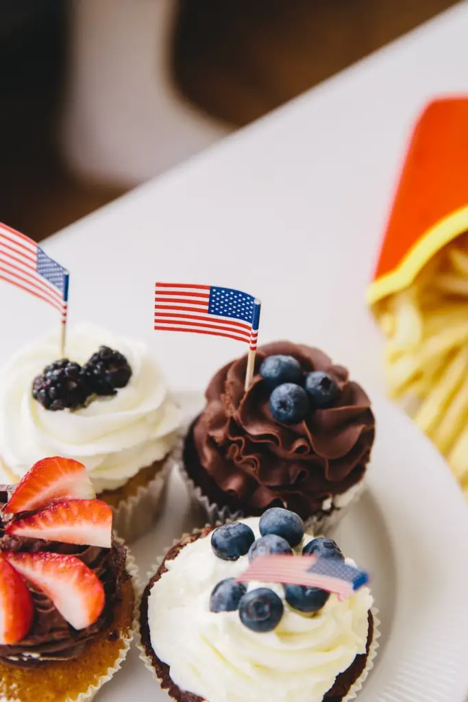 Small Usa flag in a cupcake